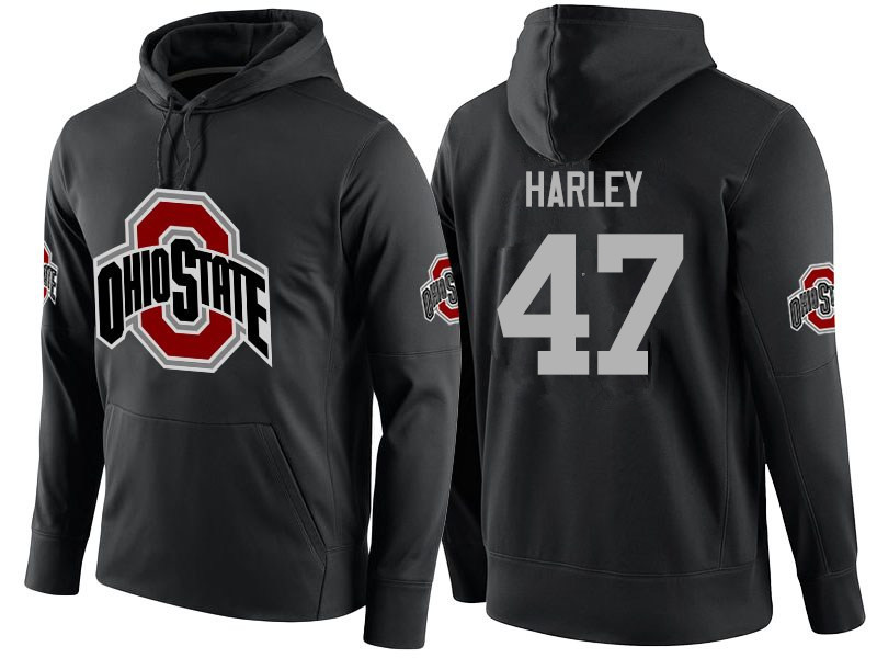 Men Ohio State Buckeyes #47 Chic Harley Name-Number Hoodies-Black